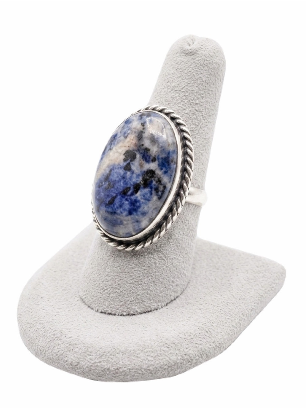 New Artisan Natural Blue Sunset Sodalite Handmade 925 Sterling Silver Oval Ring